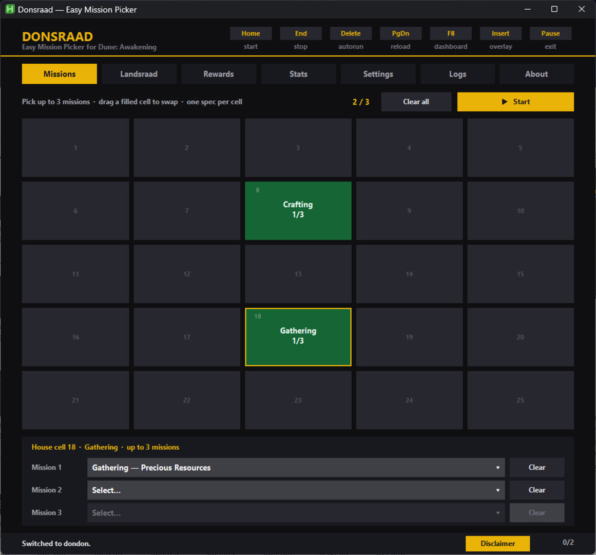 Donsraad manual mission grid without a house scan